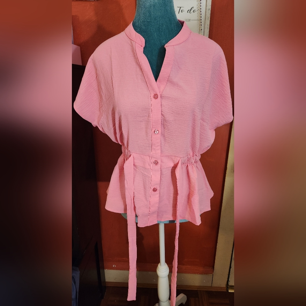 TIMING Pink button down blouse